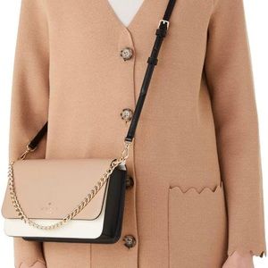 NWT Kate Spade Madison Leather Colorblock Flap Crossbody In Toasted Hazelnut